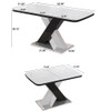 Rectangle Dining Table, Stretchable, Table Top With X Shape And Legs And Base - White / Black