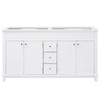 Bathroom Vanity Cabinet Only, 3 Drawers & 4 Doors With Double Layer Shelves - White