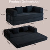 Convertible Sleeper Sofa Bed With Cylindrical Pillow, With Fixed Shape Frame