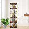 5 Tier 360 Rotating Bookshelf, Display Round Floor Standing Swivel Bookcase For Bedroom - Golden