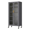 6 Tier Storage Cabinet With Transparent Door, Adjustable Shelves & Wheels