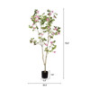 Artificial Bougainvillea Tree With Pot, Realistic Faux Flowering Plant Leaves And Blooms, Decor For Home Office - Green Leaves / Pink