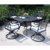 Round 48.03" Long Aluminum Dining Set With Cushions