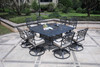 Square 8 Person 64" Long Aluminum Dining Set With Cushions