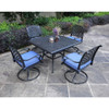 Square 4 Person 43.19" Long Aluminum Dining Set With Cushions