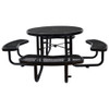 Round Outdoor Steel Picnic Table With Umbrella Pole