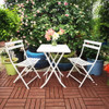 3 Piece Patio Bistro Set Of Foldable Square Table And Chairs
