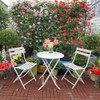 3 Piece Patio Bistro Set Of Foldable Round Table And Chairs