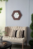Hexagon Mirror With Natural Wood Frame, Wall Decor For Living Room Bathroom Hallway