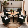 Outdoor Patio Wicker Dining Set With Acacia Wood Top
