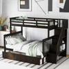 Stairway Bunk Bed With Storage And Guard Rail For Bedroom