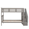Stairway Bunk Bed With Storage And Guard Rail For Bedroom