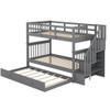 Stairway Bunk Bed With Storage And Guard Rail For Bedroom