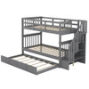 Stairway Bunk Bed With Storage And Guard Rail For Bedroom