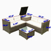 4 Piece Patio Sectional Wicker Rattan Outdoor Furniture Sofa Set With Storage Box
