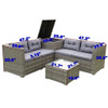 4 Piece Patio Sectional Wicker Rattan Outdoor Furniture Sofa Set With Storage Box