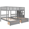Multifunctional Triple Bunk Bed With Drawers And Guardrails