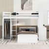 Loft Bed With A Stand Alone Bed, Shelves, Desk, And Wardrobe