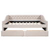 Upholstered Daybed With Two Drawers, Wood Slat Support