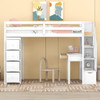 Loft Bed With Storage Drawers, Desk And Stairs With Shelves