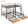 Triple Bunk Bed With Drawers And Guardrails