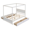 Canopy Platform Bed With Drawers, Support Slats, No Box Spring Needed