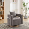 Swivel Accent Open Back Barrel Chair With Weathered Base