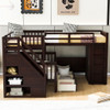 L Shaped Bunk Bed With 3 Drawers, Portable Desk And Wardrobe