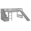 Loft Stairway Bed With 2 Drawers, Convertible Ladder And Slide
