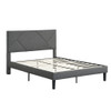 Upholstered Platform Bed Frame With Headboard, Wood Slat Support