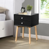 Side Table With 2 Drawer, Mid-Century Modern Storage Cabinet For Bedroom