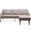 Modern L Shaped 3 Seater Sofa With Ottoman, Upholstered Couch For Small Spaces
