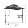 Outdoor Grill Gazebo With Double Tier Soft Top Canopy, Steel Frame, Bar Counters & Hook