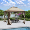 Outdoor Pop Up Gazebo Canopy With 2 Tier Soft Top And Removable Zipper Netting