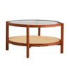 Modern Style Circular Double Layer Tea Table With Rattan Weave