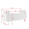 Elegant Upholstered Linen Storage Bench With Cylindrical Arms And Iron Legs, White