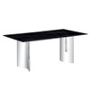 Modern Minimalist Dining Table With Imitation Marble Glass Desktop And Metal Legs