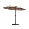Double- Sided Outdoor Market Umbrella With Lights And Base