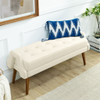 Modern Living Room Bench With Looped Yarn Fabric And Rubber Wooden Legs