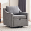 Linen Fabric 360° Swivel Accent Chair With Upholstered Back Pillow And Rivet Armrest