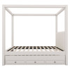 Upholstery Canopy Platform Bed With Trundle And Three Storage Drawers