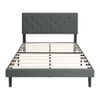 Modern Upholstered Platform Bed Frame With Button Tufted Linen Fabric Headboard