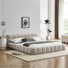 Modern Platform Bed Frame With Thick Chenille Fabric