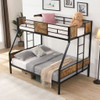 Modern Metal Bunk Bed With Side Ladders And Guardrail