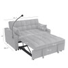 Modern Velvet Loveseat Futon Sofa With Pullout Bed, Adjustable Reclining Backrest, Toss Pillows
