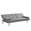 Modern Sofa Bed With Armrest 2 Holders, Wood Frame & Stainless Leg