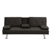 Modern Sofa Bed With Armrest 2 Holders, Wood Frame & Stainless Leg