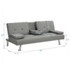 Modern Sofa Bed With Armrest 2 Holders, Wood Frame & Stainless Leg