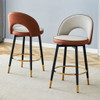 Upholstered Rotatable Bar Chair With Metal Legs For Dining Room