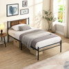 Modern Metal Bedframe With Headboard, Durable Steel Structure